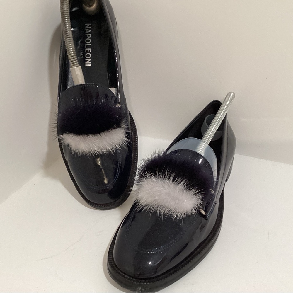 Designer Black patent leather loafers